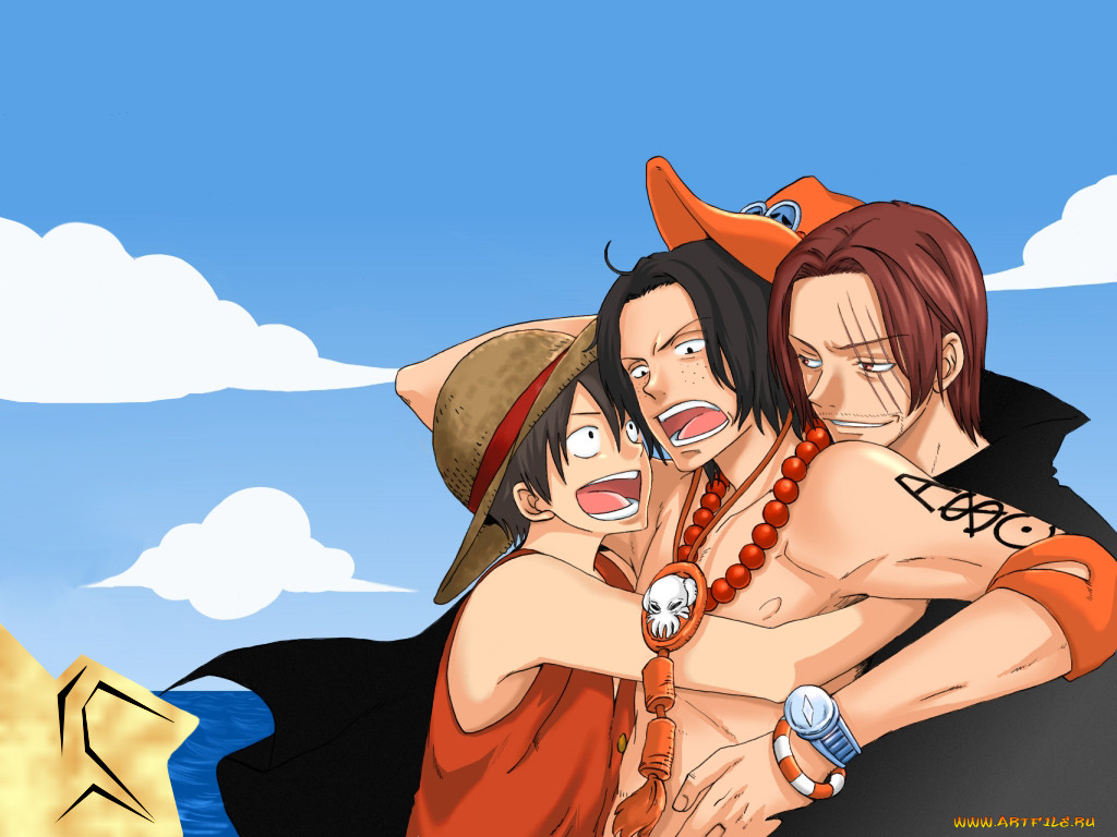 , one, piece, monkey, d, luffy, portgas, ace, shanks